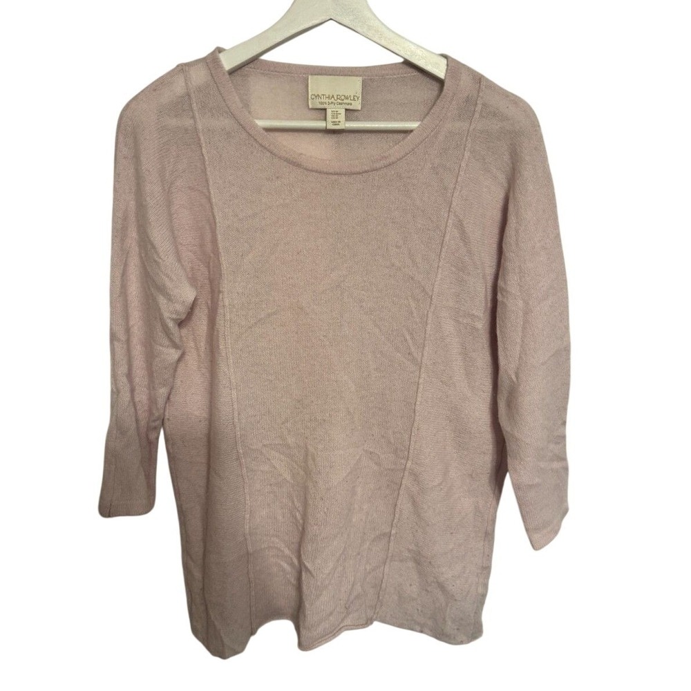 Cynthia Rowley Sweater 100% 2-Ply Cashmere M Pink Womens Luxury Knit Pullover